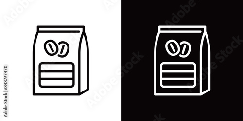シンプルなコーヒー豆袋の線画アイコン