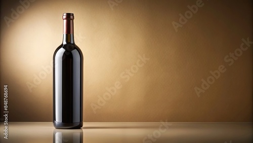 Elegant wine bottle with no label on a neutral background , minimalist, classy, chic, glass, sophistication, blank