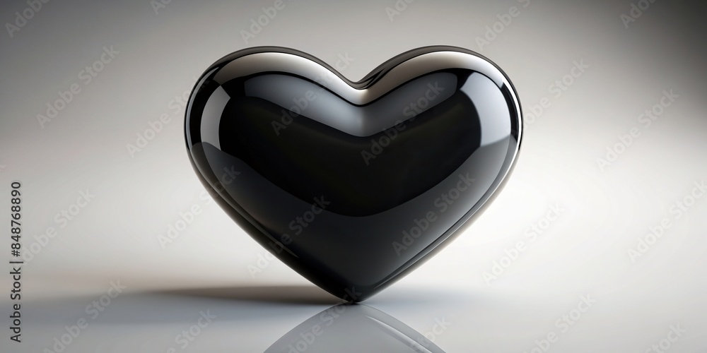 Glossy black heart representing love and remembrance for the deceased ...