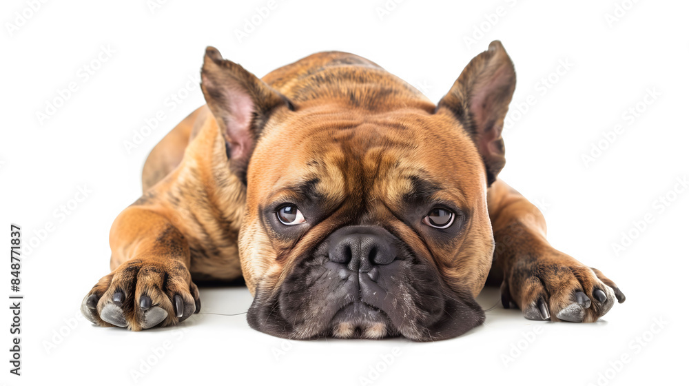 Bulldog isolated on white background, highlighting its muscular build and expressive face Bulldog isolated on white background, highlighting its muscular build and expressive face
