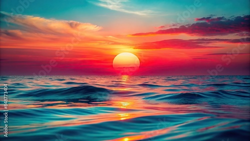 Red and blue pastelwave sun setting in the background, red, blue, pastelwave, sun, background, sunset, sky, colorful, abstract