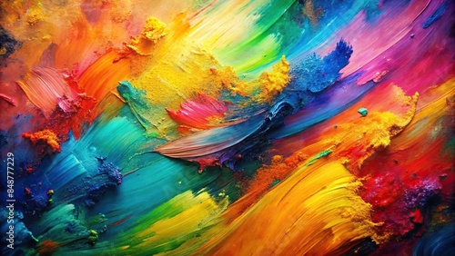 Abstract painting in vibrant colors with unique textures and brush strokes, artistic, background, abstract © mahat