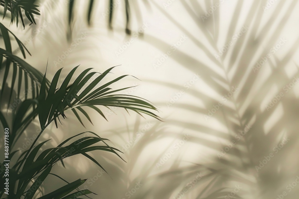 Serene Minimalist Scene with Subtle Plant Shadows - Perfect for Home Decor, Design Print, or Wallpaper Serene Minimalist Scene with Subtle Plant Shadows - Perfect for Home Decor, Design Print, or Wallpaper