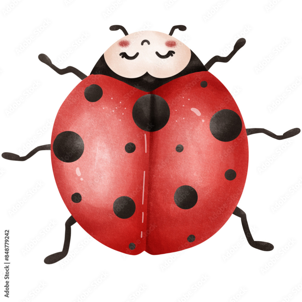 Fototapeta premium Baby ladybug and mushrooms. 