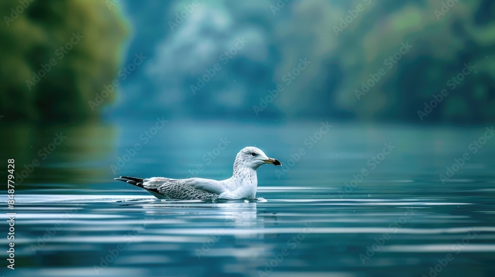 European herring gull swimming on a lake during the summertime European herring gull swimming on a lake during the summertime