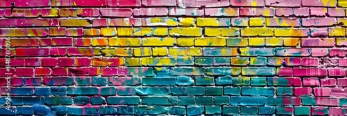 Vibrant Graffiti Art on Brick Wall - Urban Street Style Full of Colors and Textures