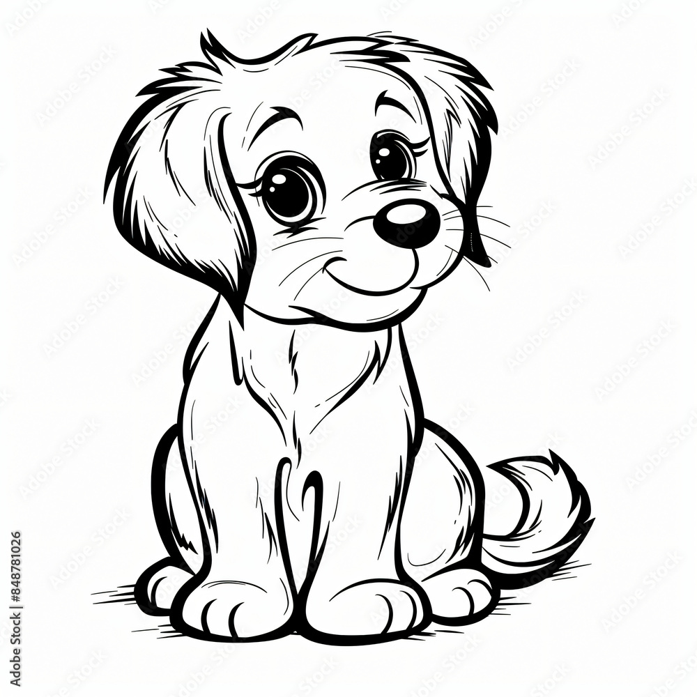 cartoon of a dog children coloring book page cartoon of a dog children coloring book page