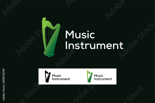 Abstract music instrument logo design editable vector 