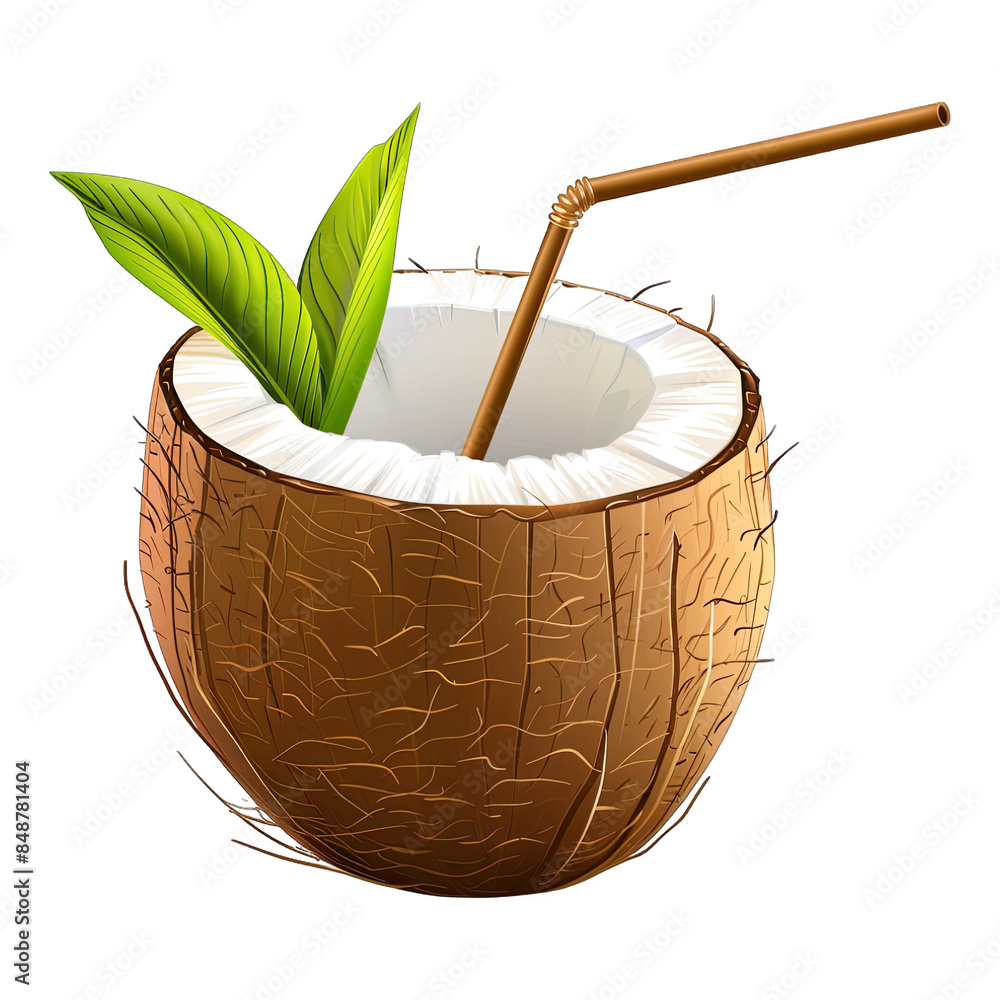 Fototapeta premium Coconut Drink isolated on transparent background. illustration . Generative ai