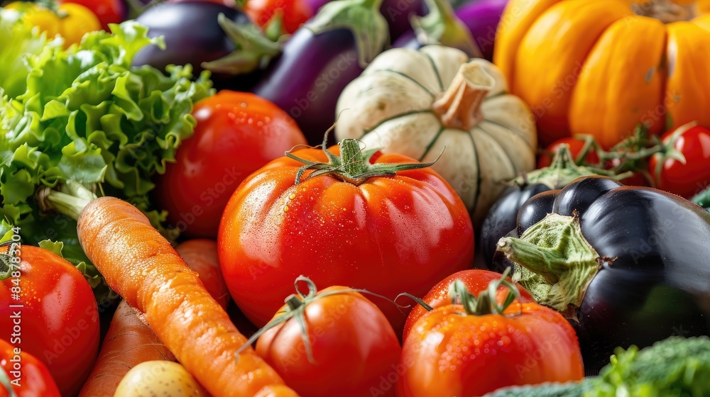 Variety of Vegetables including tomatoes pumpkin eggplant carrot and others Variety of Vegetables including tomatoes pumpkin eggplant carrot and others
