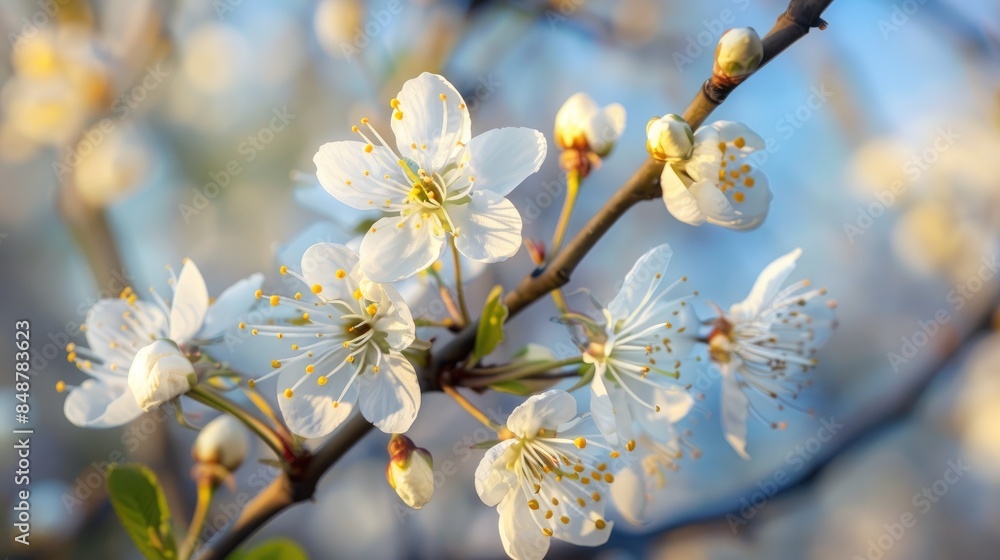 Beautiful white blossoms on a tree during spring outdoors Beautiful white blossoms on a tree during spring outdoors