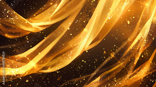 黒背景に煌びやかな金色の緞帳のような抽象的模様の背景