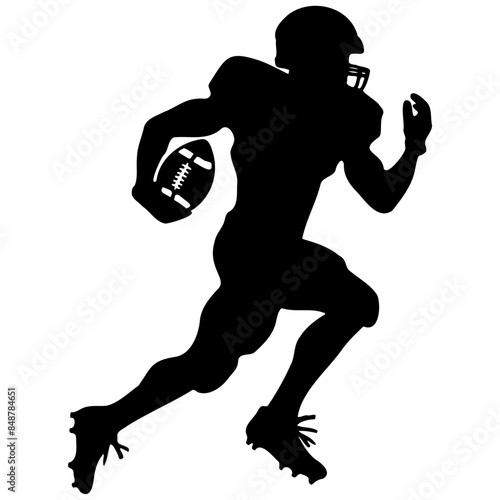 Silhouette of an American football player running with the ball, showcasing athleticism and action.