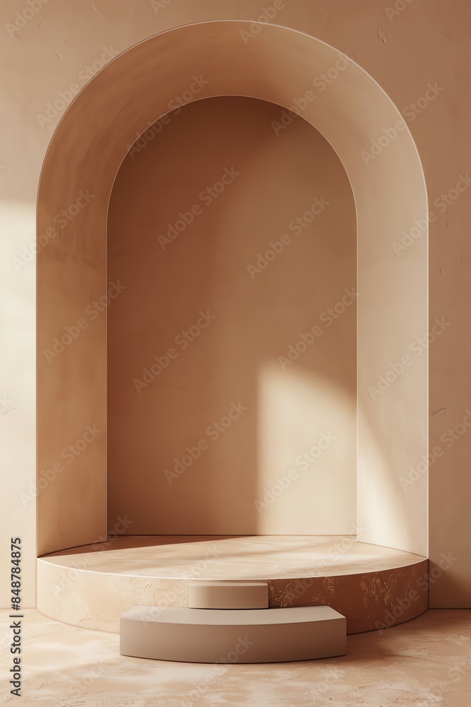 front view of 3d product mockup scene for products, relatively empty scene, plain colour, pastel colour 2:3, beage and pink front view of 3d product mockup scene for products, relatively empty scene, plain colour, pastel colour 2:3, beage and pink