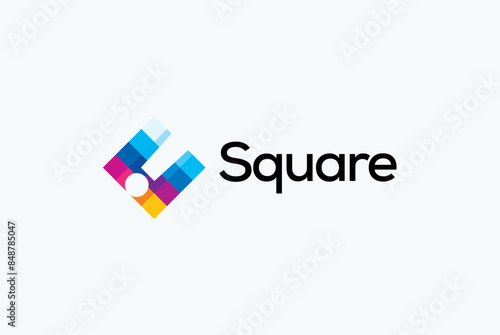 Mosaic square technology colorful logo design editable vector 