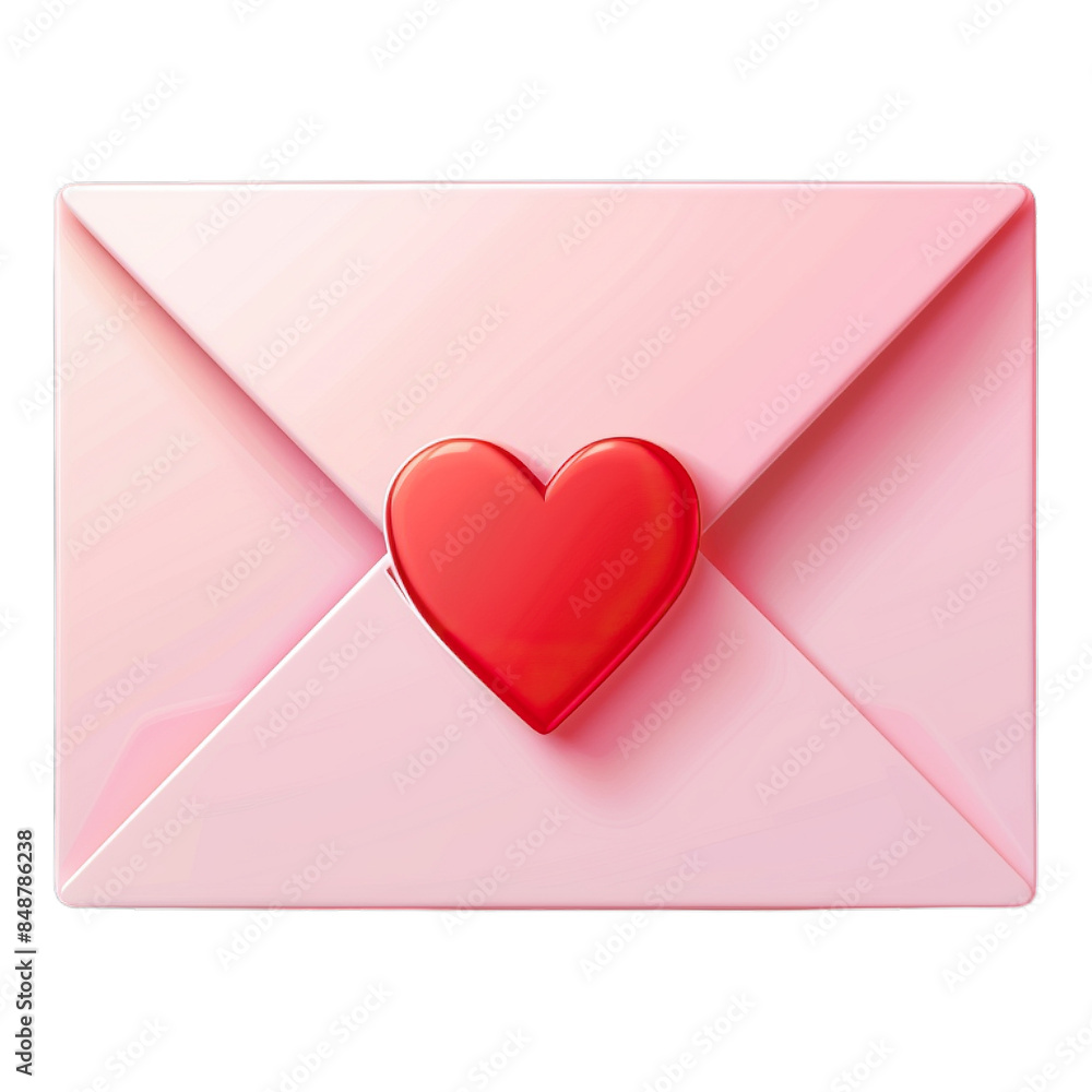 Pink And Red Love Letter Envelope isolated on transparent background. illustration . Generative ai Pink And Red Love Letter Envelope isolated on transparent background. illustration . Generative ai
