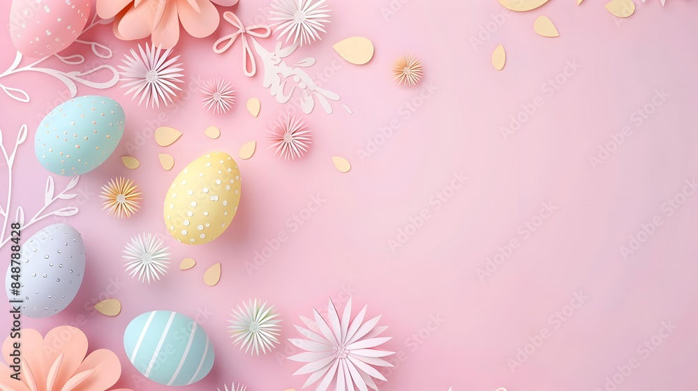 Easter Celebration Background with Decorative Eggs Easter Celebration Background with Decorative Eggs