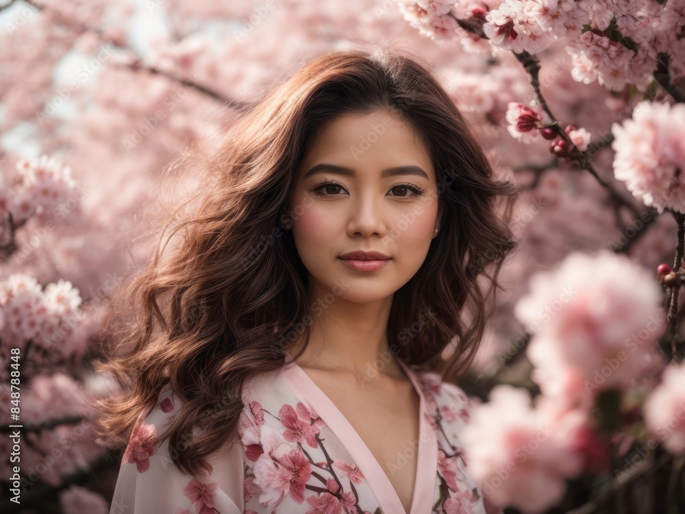 portrait of a woman in a blossom portrait of a woman in a blossom