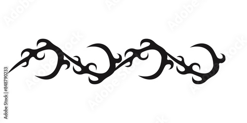 Neo tribal y2k wings flame aesthetic tattoo gothic cover, fire or wings abstract silhouette isolated on background. Divider, border, cyber body ornament, neotribal web goth decoration