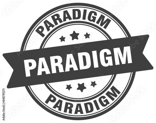 paradigm stamp. paradigm label on transparent background. round sign