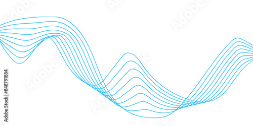 Creating a vector illustration of blue abstract wave lines on a white background involves using vector graphics software like Adobe Illustrator or Inkscape. Here’s a step-by-step outline to achieve th