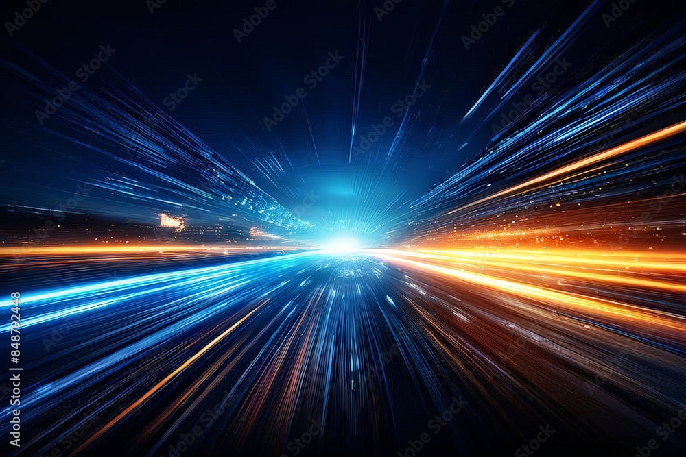 Obraz premium AI Image Generator, Futuristic City Blur