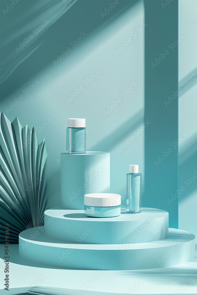front view of 3d product mockup scene for products, relatively empty scene, plain colour, pastel colour 2:3, blue front view of 3d product mockup scene for products, relatively empty scene, plain colour, pastel colour 2:3, blue