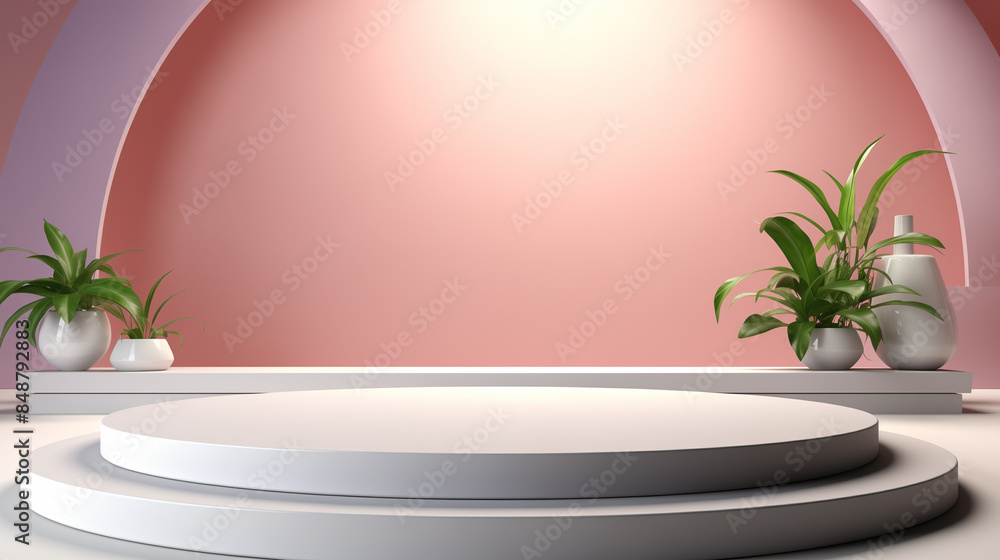 Podium with soft lighting and pastel colors. Podium with soft lighting and pastel colors.