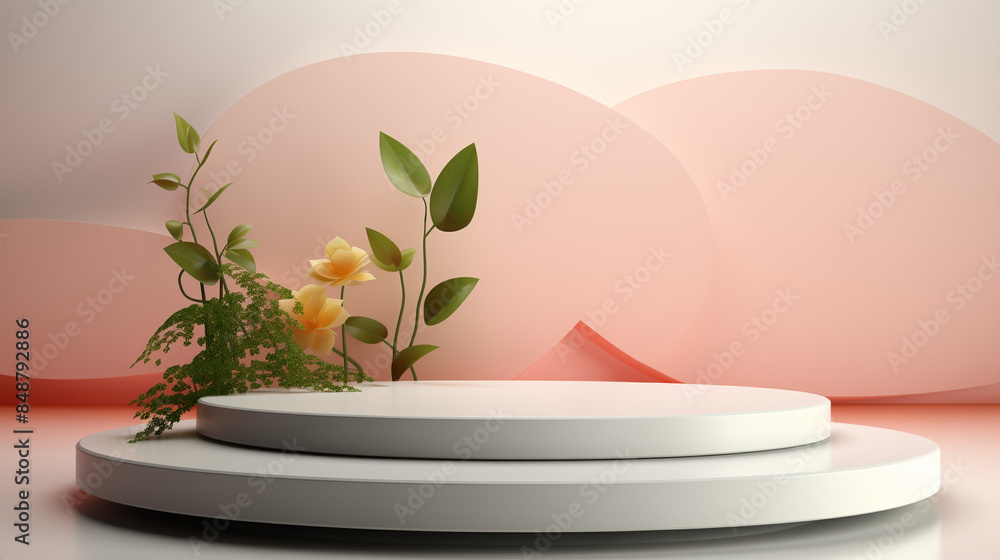 Podium with soft lighting and pastel colors. Podium with soft lighting and pastel colors.