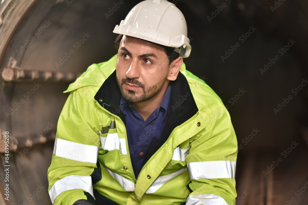 Manager inspecting in product factory. Engineer checking machine in factory. Worker in factory. Manager inspecting in product factory. Engineer checking machine in factory. Worker in factory.