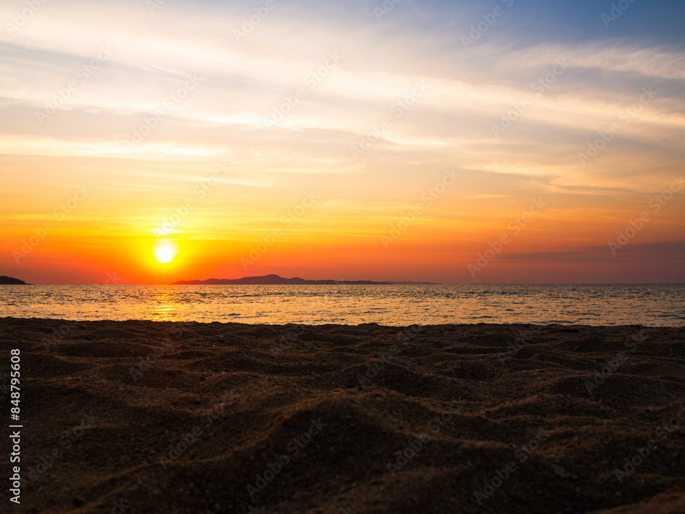 Fototapeta premium Gradient Overlay Orange Sky Evening Sunset Sunrise Pastel Soft Effect Background Pattern Abstract Texture Design Summer Nature Spring Light Beauty Template Yellow Pink Orange Wallpaper Tropical.