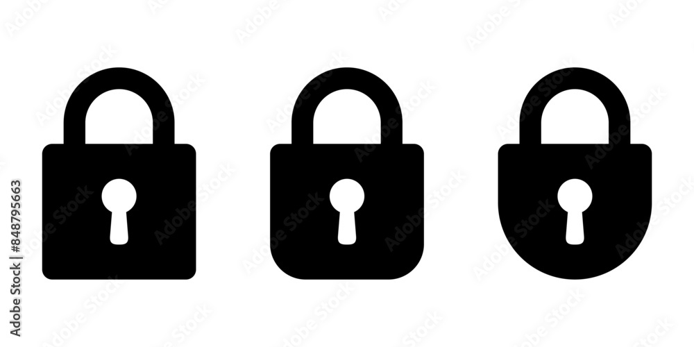 Padlock with keyhole icon, security icon. Padlock with keyhole icon, security icon.