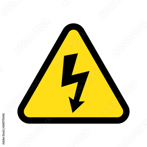 High voltage sign with lightning.