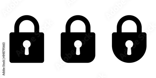 Padlock with keyhole icon, security icon.