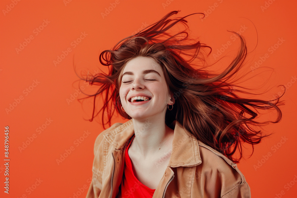 Happy young model posing in isolated studio Happy young model posing in isolated studio