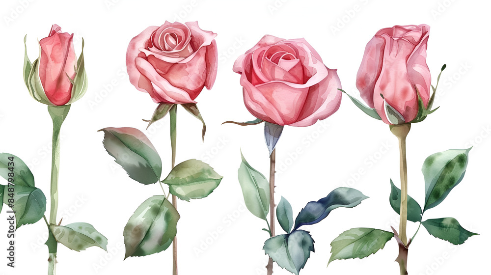 Set of rose watercolor elements , Set of roses and leaves, watercolor clipart, hand drawing, botanical illustration , Watercolor image of a set of rose flowers on a white background , Rose elements
Set of rose watercolor elements , Set of roses and leaves, watercolor clipart, hand drawing, botanical illustration , Watercolor image of a set of rose flowers on a white background , Rose elements