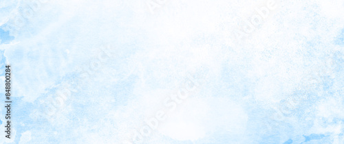 Vector creative smooth light sky blue watercolor background, blue acrylic and watercolor textures on white paper background. 