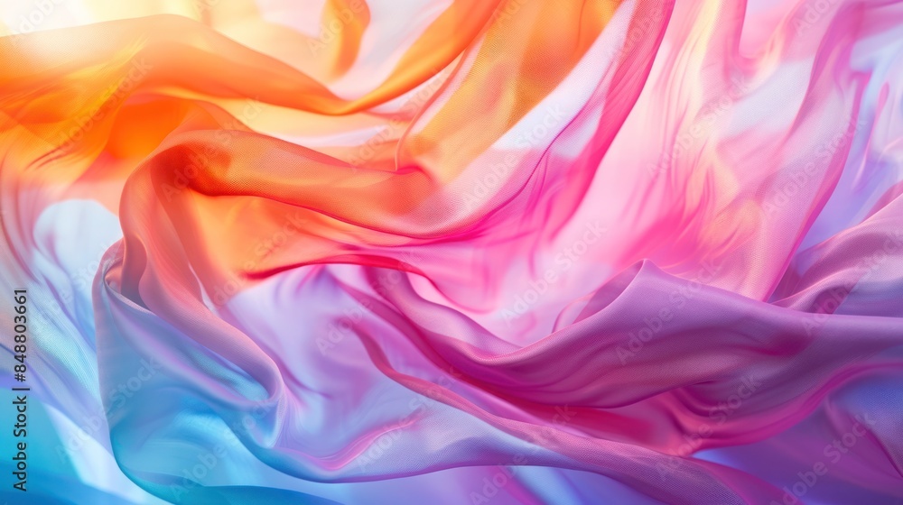 A vibrant dance of colors in silk folds A vibrant dance of colors in silk folds