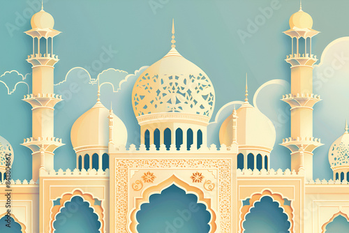  Elegant Islamic Architecture with Domes and Minarets photo