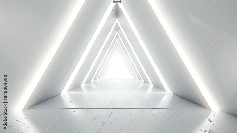 Obraz premium Long Light Corridor. Modern white background.