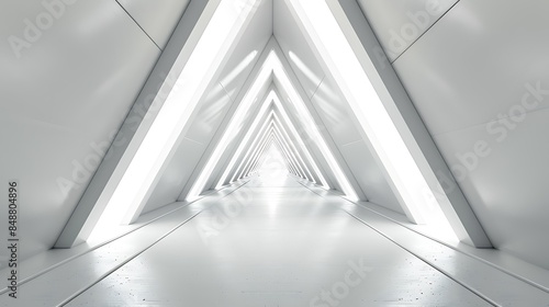 Long Light Corridor. Modern white background.