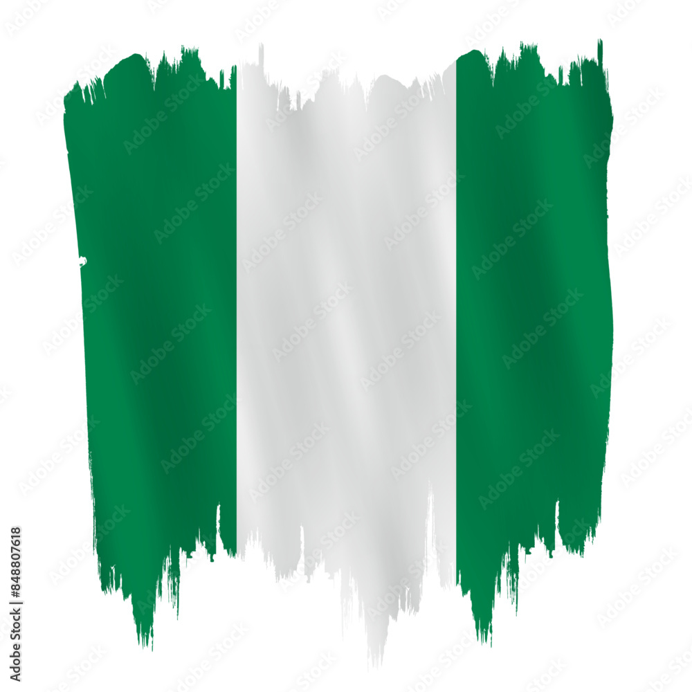 Flag of Nigeria in brush stroke background
