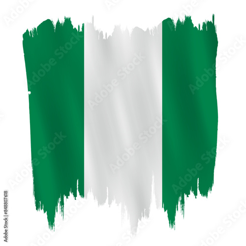 Obraz na płótnie Flag of Nigeria in brush stroke background w salonie
