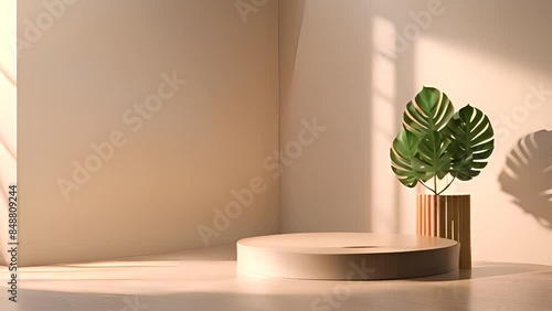 Minimalist Room With Plant and Platform Generative AI
