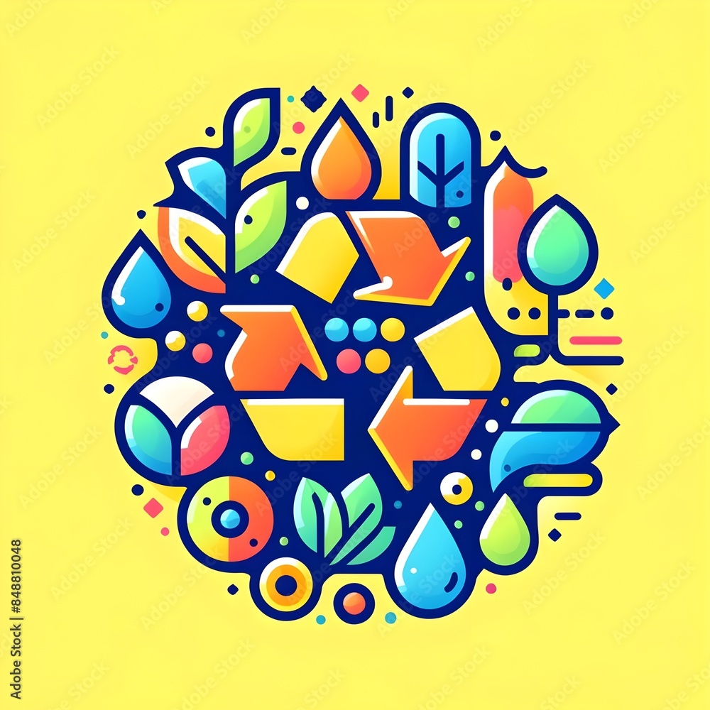 Naklejka premium Abstract Eco-Friendly Recycling and Nature Symbols