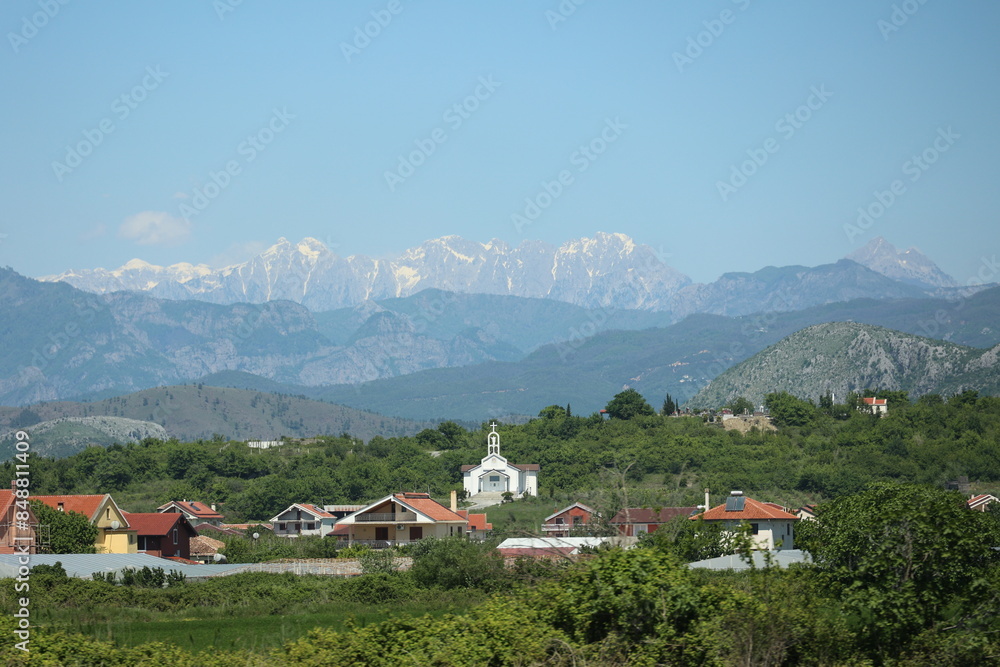 Fototapeta premium Mountain landscape on the drive from Kruja to Shkoder in Albania
