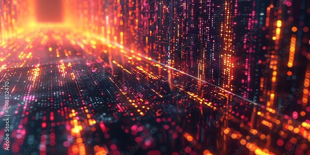 Data technology background. Big data visualization. Flow of data. Information code. Background in a matrix style. 4k rendering, Bright color, realistic Data technology background. Big data visualization. Flow of data. Information code. Background in a matrix style. 4k rendering, Bright color, realistic