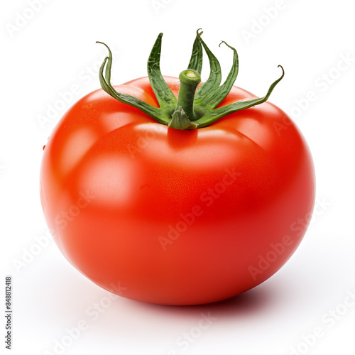 Wallpaper Mural Red tomato with green leaf isolated on white Torontodigital.ca