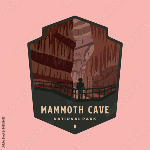 mammoth cave national park emblem patch logo vector illustration design, kentucky america national park design