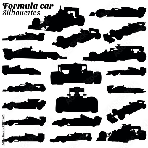 Formula car silhouette vector illustration set